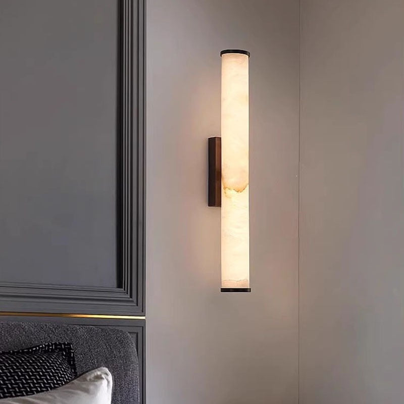 Modern casual marble round tube wall lamp hotel sales department corridor foyer accessible luxury bench decorative wall lamp custom size