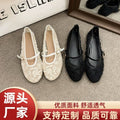 embroidered pearl loafers - women's soft leather breathable casual flats - retro chinese style flat heel plus size mesh shoes