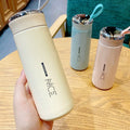 Stylish nice cup - custom printed logo pattern plastic shell double-walled glass water bottle - promotional advertising cup - small gift cup