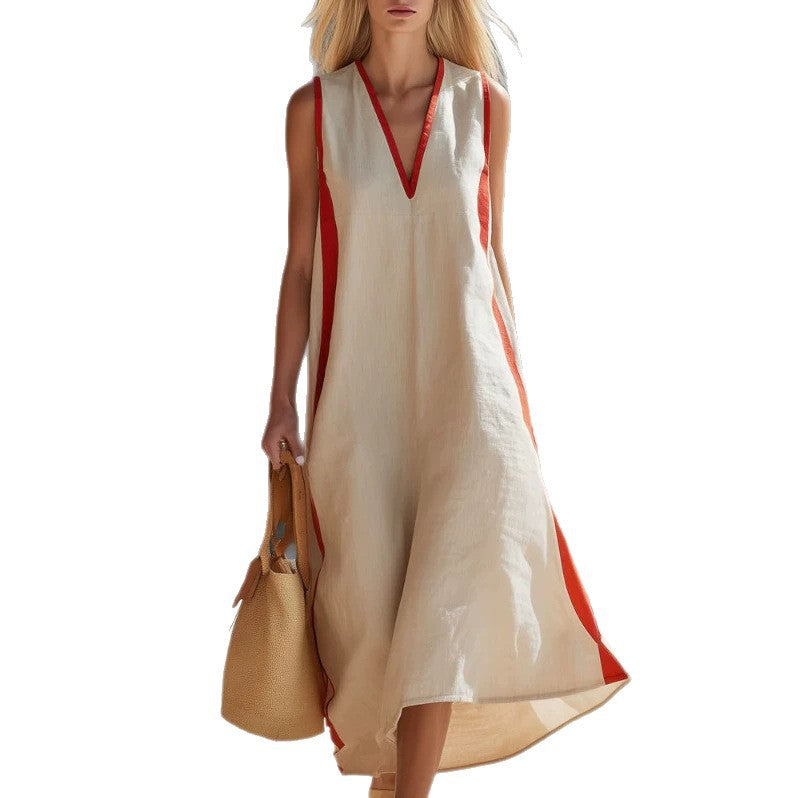 Ready-to-ship  & independent store  spring/summer new arrivals: sleeveless cotton-linen blend dresses for cross-border e-commerce