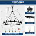 American industrial double-layer ring personalized chandelier house high-ceiling living room multi-head iron chandelier hotel engineering chandelier