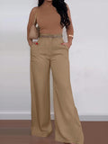 new women's cross-border e-commerce fashion: elegant and chic straight-leg trousers - high-waisted, drapey, versatile wide-leg formal pants