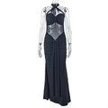 Fashion styleexport women's clothing slightly see-through strappy backlesspure color hip skirt halter pleated chest wrap silm long dress