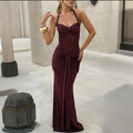 European and american cross-border women's fashion:  spring new arrivals - trendy and sexy see-through high-slit slip dress