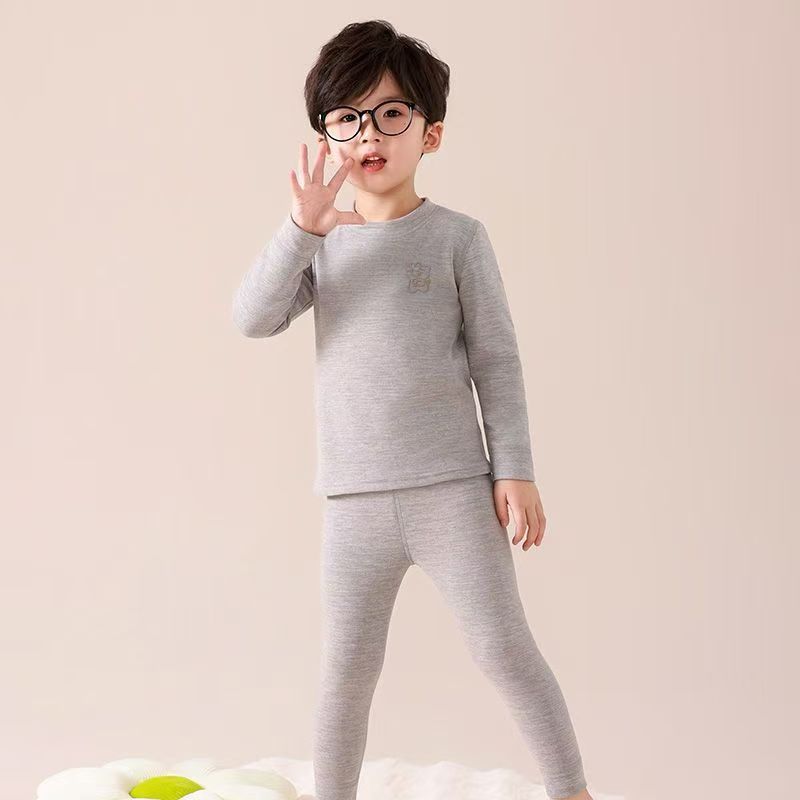 Kids silk cashmere boneless autumn clothes and long johns boys and girls home clothes baby heattechintimatessuit type a wholesale