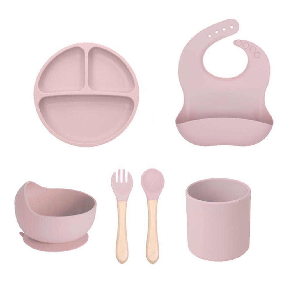 Cross-border children's silicone plate set Baby complementary food grid plate Love plate Maternal and infant feeding tableware set