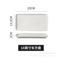 European-style embossed pure white ceramic plate, rectangular dinner plate for western cuisine, steak plate, salad bowl, hotel display plate - wholesale