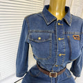 foreign trade autumnew arrivalshirt denim skirt women's retro h-shaped waist micro-elastic denim dress