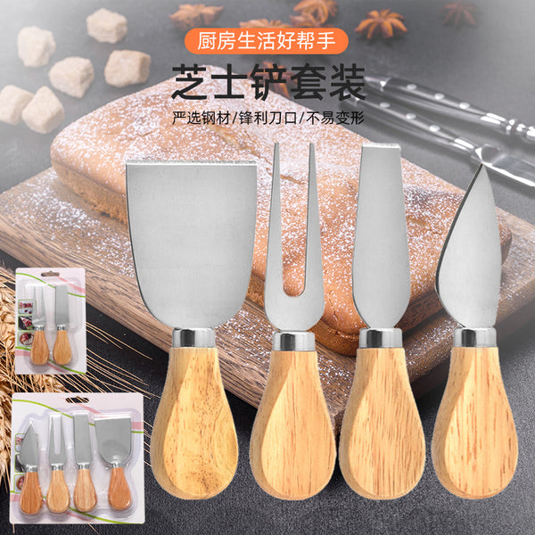 Custom cheese cheese knife jam spatula fruit avocado baked pizza fork knife set oak western tableware