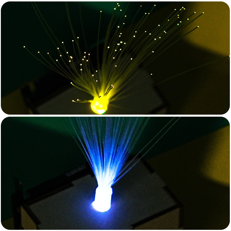 Wooden fiber optic lamp, technology small production, handmade teaching experiment utensils, educational teaching aids DIY gypsy material package