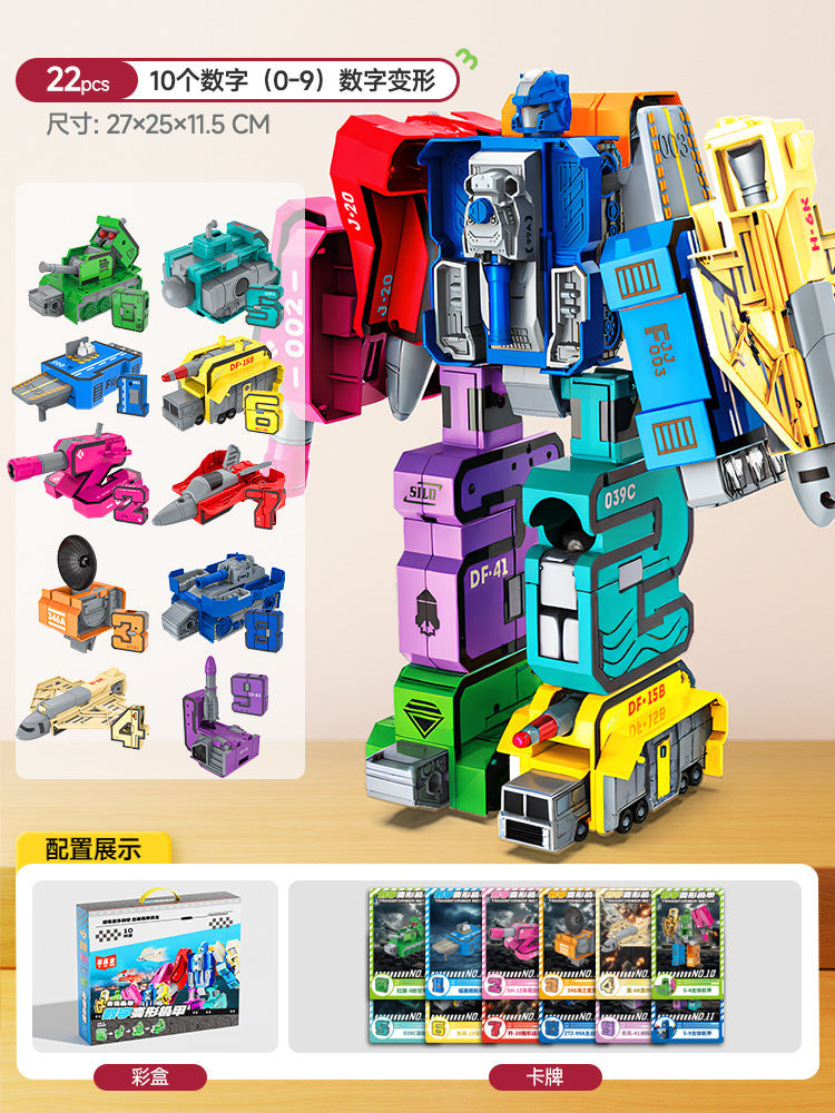 Digital transformation combination robot king kong mecha children's educational assemble building blocks boy toy letter autobot