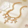 Stacked love cross necklace wholesale european and american cross-border cold style multi-layer exaggerated imitation pearl pendant clavicle chain