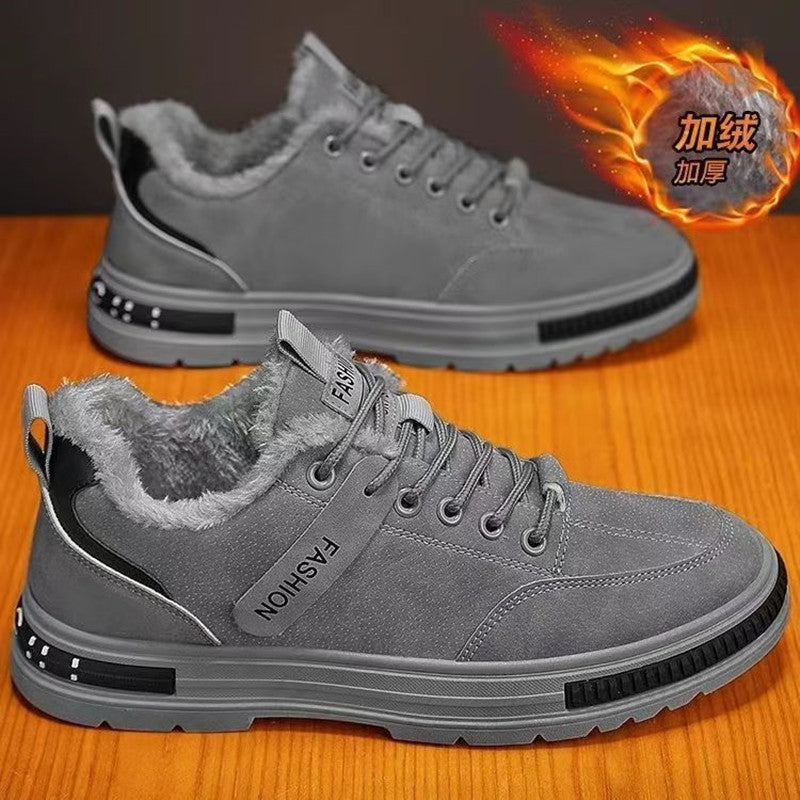 Men's 2025 winter construction work boots: leather, waterproof, slip-resistant, wear-resistant, cold-weather, warm, fleece-lined cotton shoes