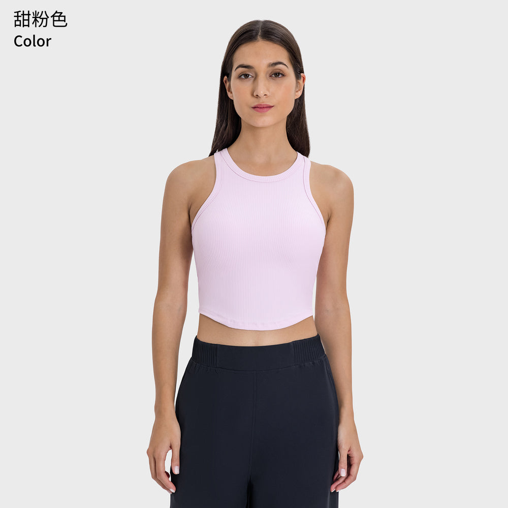 Vertical rib 2.0 new arrival quick-drying sports vest with chest pad tops sleeveless back yoga wear dss082