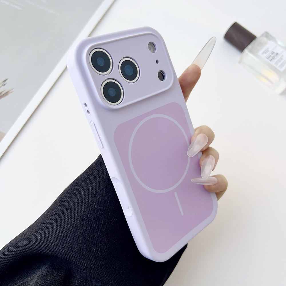Fine hole two-color thin circle magnetic liquid silicone apple 17promax mobile phone case suitable for iphone16 skin-feeling case