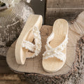 Wedge heel chanel-inspired pearl slippers - women's summer outdoor wear, 2024 new thick-soled platform sandals with heel