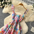 French chic floral print cami dress - women's  spring/summer new arrival - designer style beach vacation midi dress
