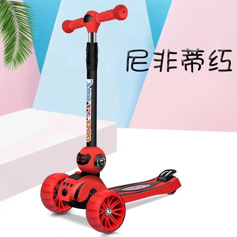 Children's four-wheel flash scooter, adjustable height children's toy scooter for 2-6 years old, supplied by the manufacturer