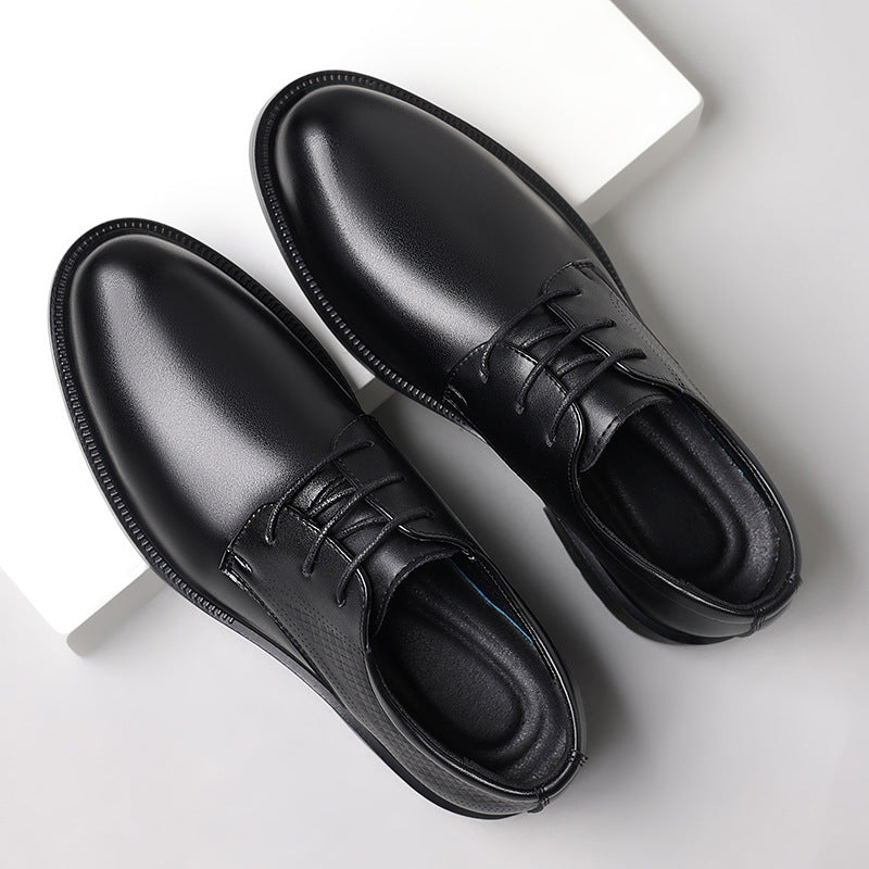 Men's leather dress shoes - business formal, groomsmen, black, versatile, casual, wedding, suit, british style, groom, work shoes