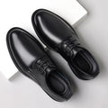 Men's leather dress shoes - business formal, groomsmen, black, versatile, casual, wedding, suit, british style, groom, work shoes