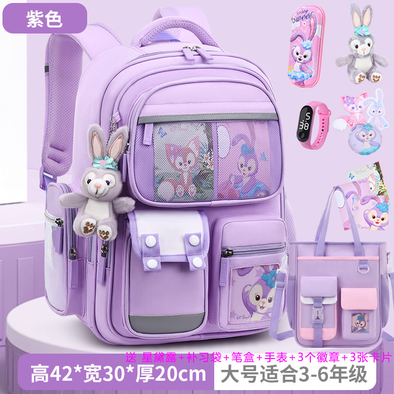 2026 new school backpack for girls, grades 1-6: lightweight, ergonomic, and spine-protecting backpack for elementary school students