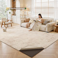 Removable and washable carpet living room cream style pure color waterproof wipeable double layer detachable foldable storage bedroom carpet
