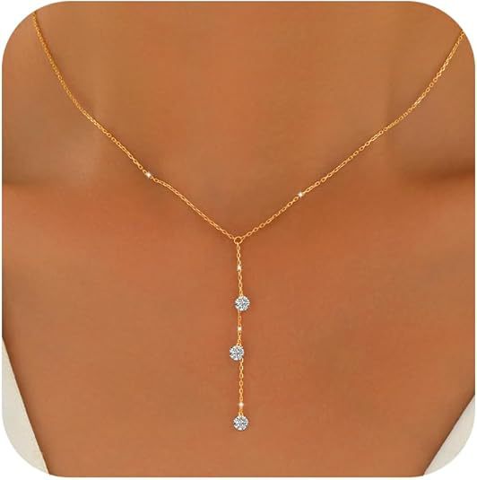 Amazon cross-border women's layered long necklace, copper y-chain, fashionable minimalist new arrival 2024