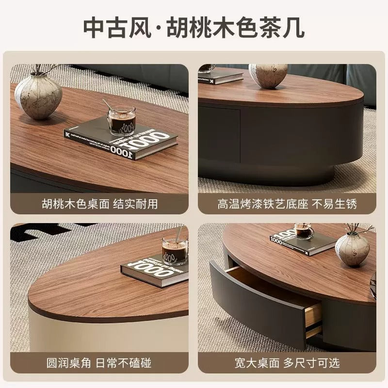 Medieval style wooden coffee table wabi-sabi style frenchretrofor home living room small apartment designer classy sense tea table