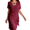 independent station new arrival summer silmdresspatchwork chiffon round neck short-sleeved dress for women