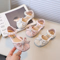 Girls' beaded bow princess shoes - new spring/autumn collection - mary jane style leather shoes for kids - soft sole, stylish dance shoes