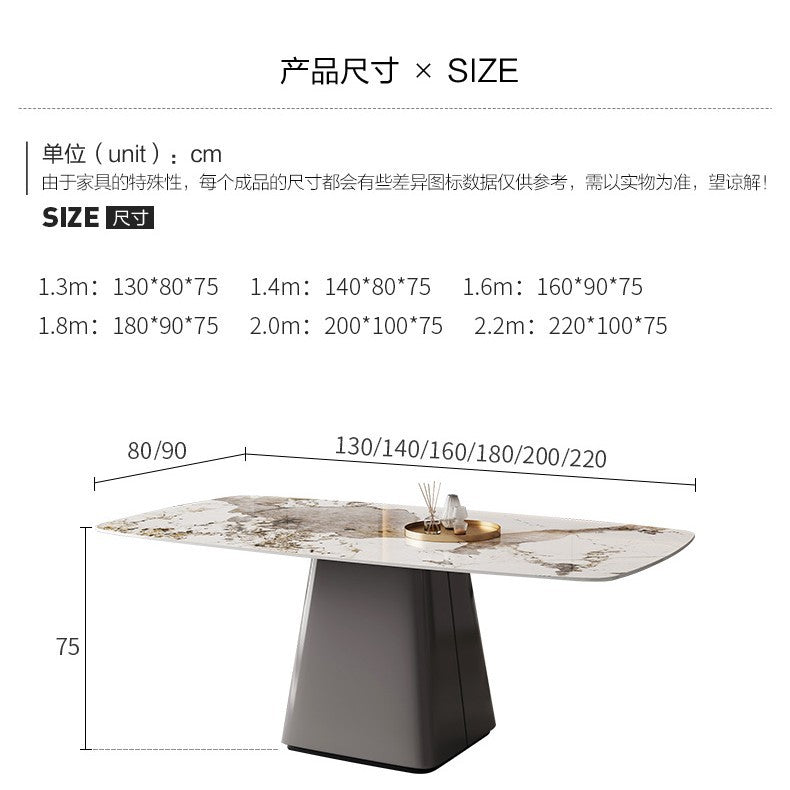 Modern minimalist small apartment home designer pandora dining table and chair set with rock slab dining table
