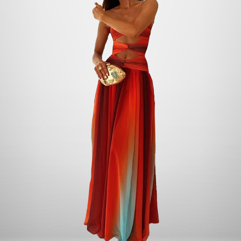cross-border e-commerce women's fashion: new european and american summer styles - sexy bandeau cutout vacation dress