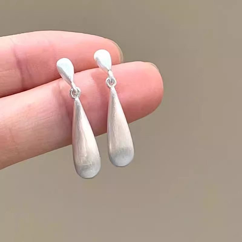 925 silver needle hong kong style retro metal earrings for women classy geometric plain hoop earrings easiest for match exaggerated work clothing earrings