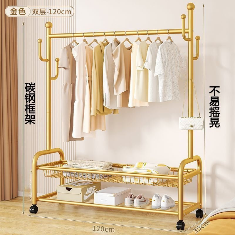 Scandinavian simple clothes drying rack indoor bedroom thickenedmovable floor-standing clothes rack clothes rack floor-standing