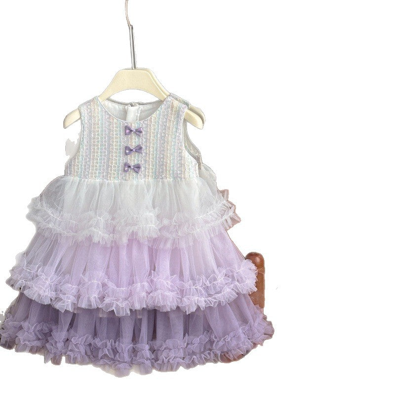 summer girls' tulle dress - toddler & little girl - summer style, tiered princess dress, trendy cake skirt