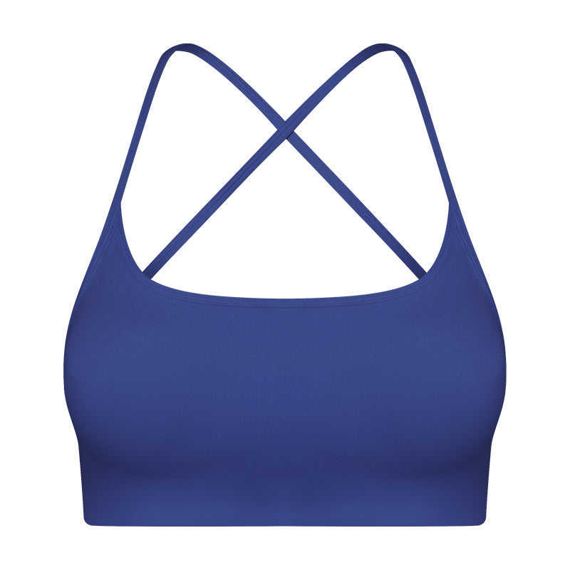 Fashionable thin strap criss-cross cutout back sports bra - low-impact yoga & pilates activewear bra - dw399