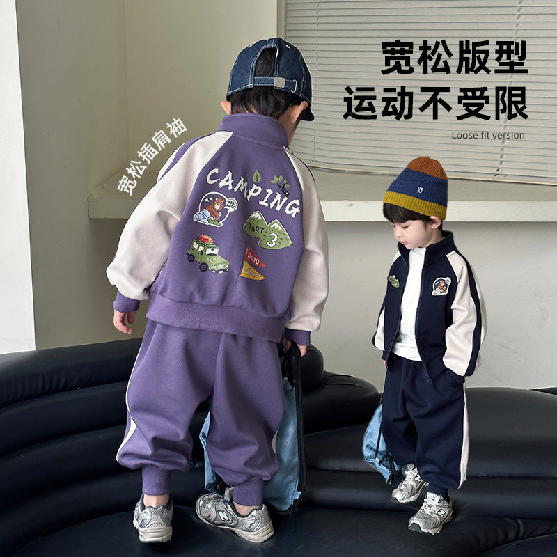 Boys' suit kids autumn sportswear  autumn new boys' early autumn clothes cool and handsome children's two-piece set