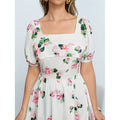 Aliexpress cross-border original design: elegant square neck fashion floral lady dress