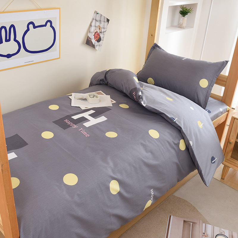 Student dormitory quilt cover three-piece bed sheet pure cotton single bed children's bed quilt cover simple four-season universal 3