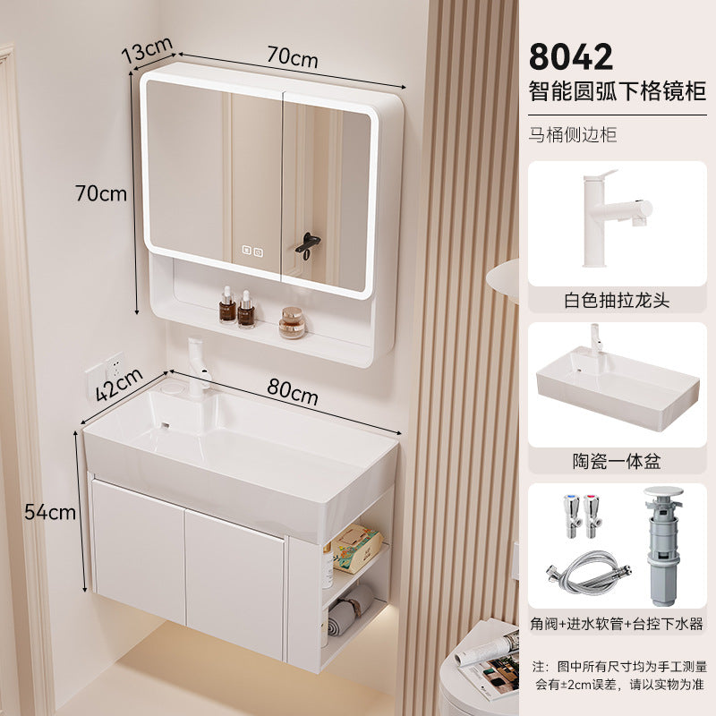 Waterproof honeycomb aluminum small apartment side open room storage bathroom cabinet combination ceramic wash basin washbasin washbasin