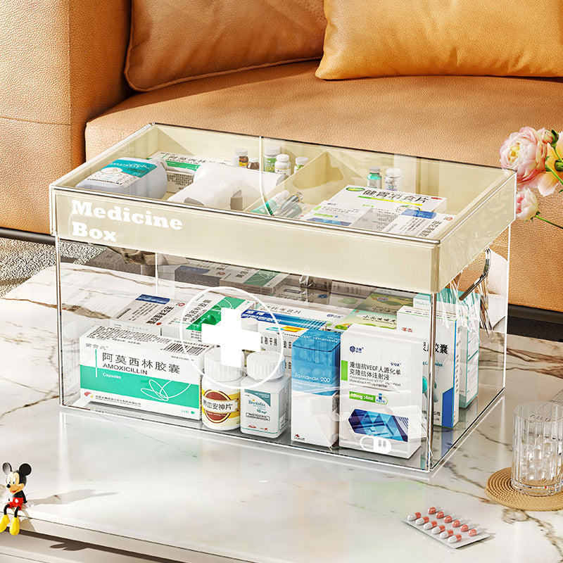 Multi-layer medicine box household home medical box partition storage medicine box storage box double-layer transparent portable medical box