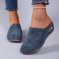 women's baotou thick sole slippers exportautumnew arrivalplus size round toe fleece-lined wedge slippers wholesale