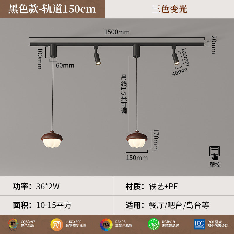 2025 new French restaurant one-word chandelier designer walnut pattern bar dining room tea room lighting