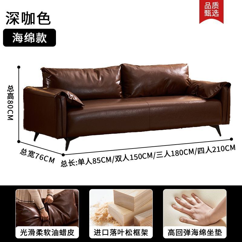 American mid-century oil wax leather sofa, perfect for living rooms, small apartments, clothing store receptions, and adding a touch of understated luxury with a vintage vibe. this double-seater sofa is a stylish choice