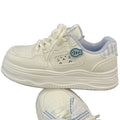 Girls' creamy chunky platform sneakers -  spring new arrival - bread shoes, cute, unique, versatile casual skate shoes