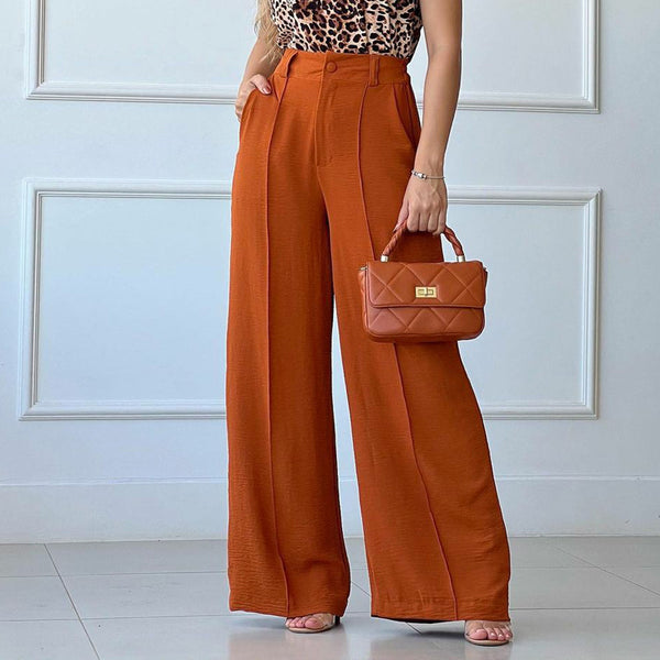 Spot South American  spring and summer thin trousers solid color loose pleated wide-leg casual trousers semi-elastic waist