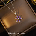 Fall and winternew arrival flash diamond purple snowflake necklace women's earrings ring accessible luxuryniche style design full diamond sweater chain wholesale