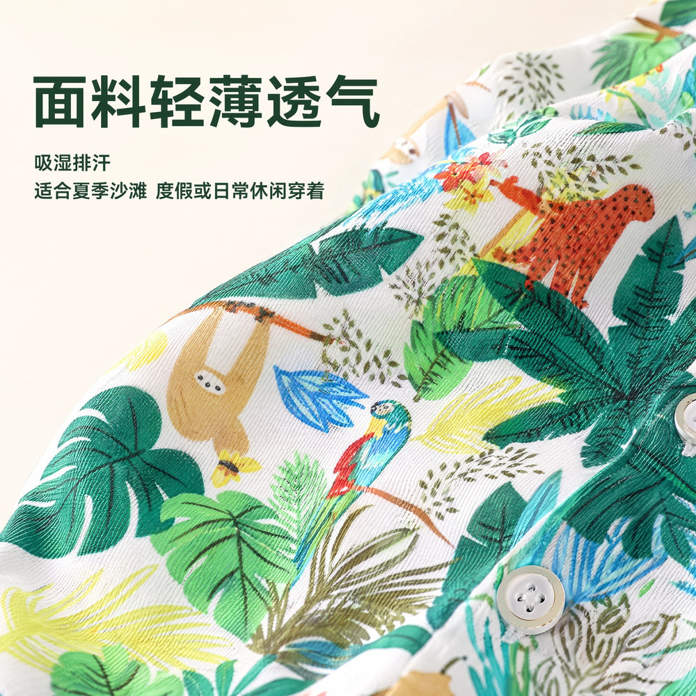 Boys' summer beach outfit set - stylish kids' short-sleeve and pants casual two-piece set - wholesale for cross-border e-commerce