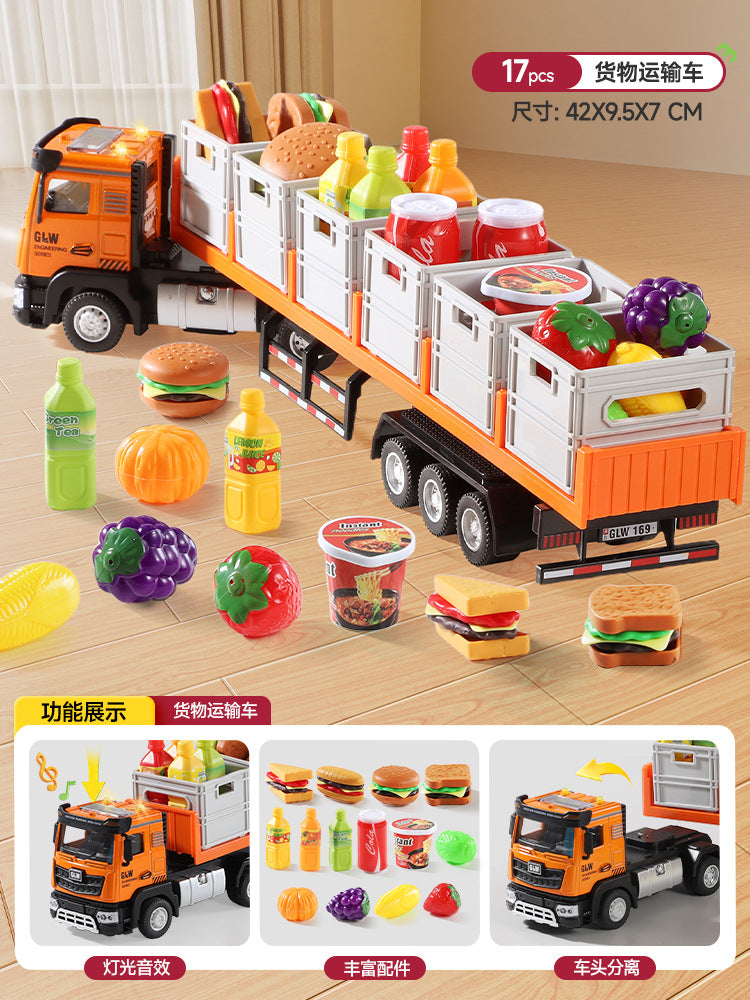 Play house large alloy transport truck large truck toy boy artificial engineering trailer kids car model