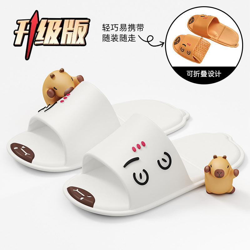 Foldable travel cartoon slippers - women's portable, non-slip disposable slippers for travel, business trips, hotels, and bathing